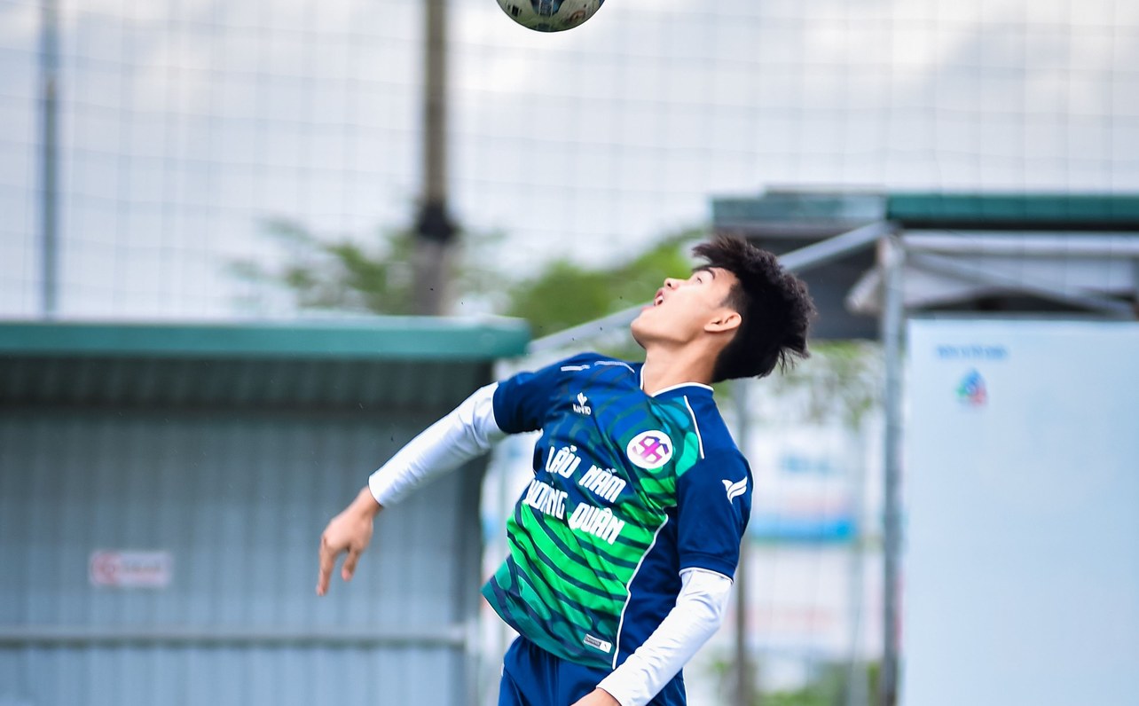 Young football player during training