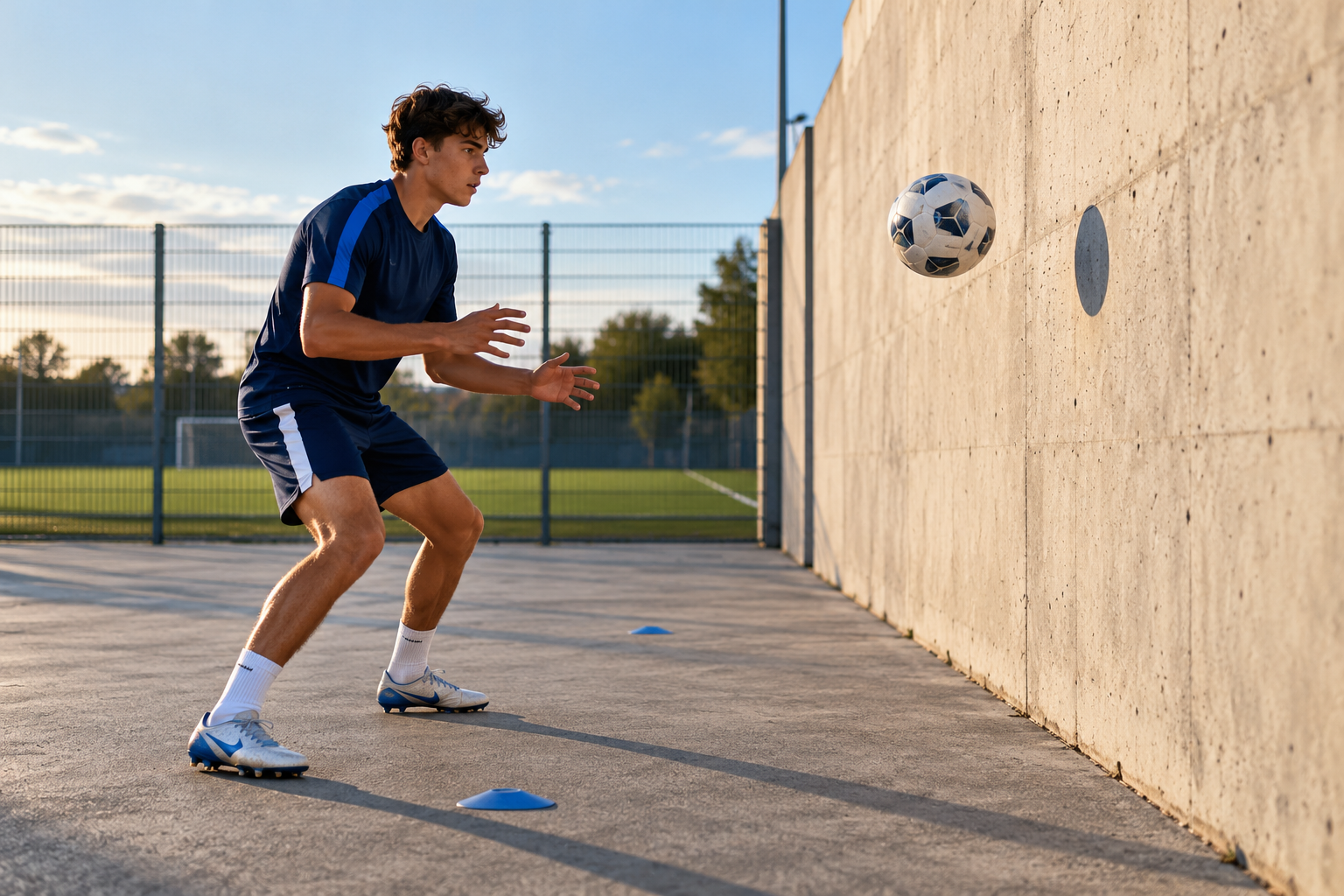 Athlete performing a wall-ball control test